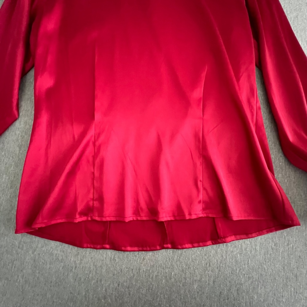 Pendleton Silky Red Formal Blouse Button Wrist New with Imperfection Size 10 - Picture 5 of 14